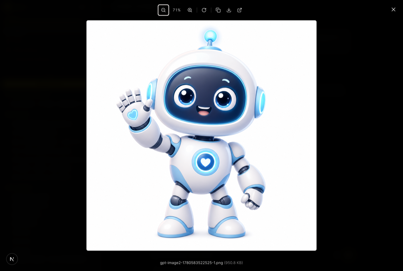 The full-screen image viewer with zoom, rotate and save controls