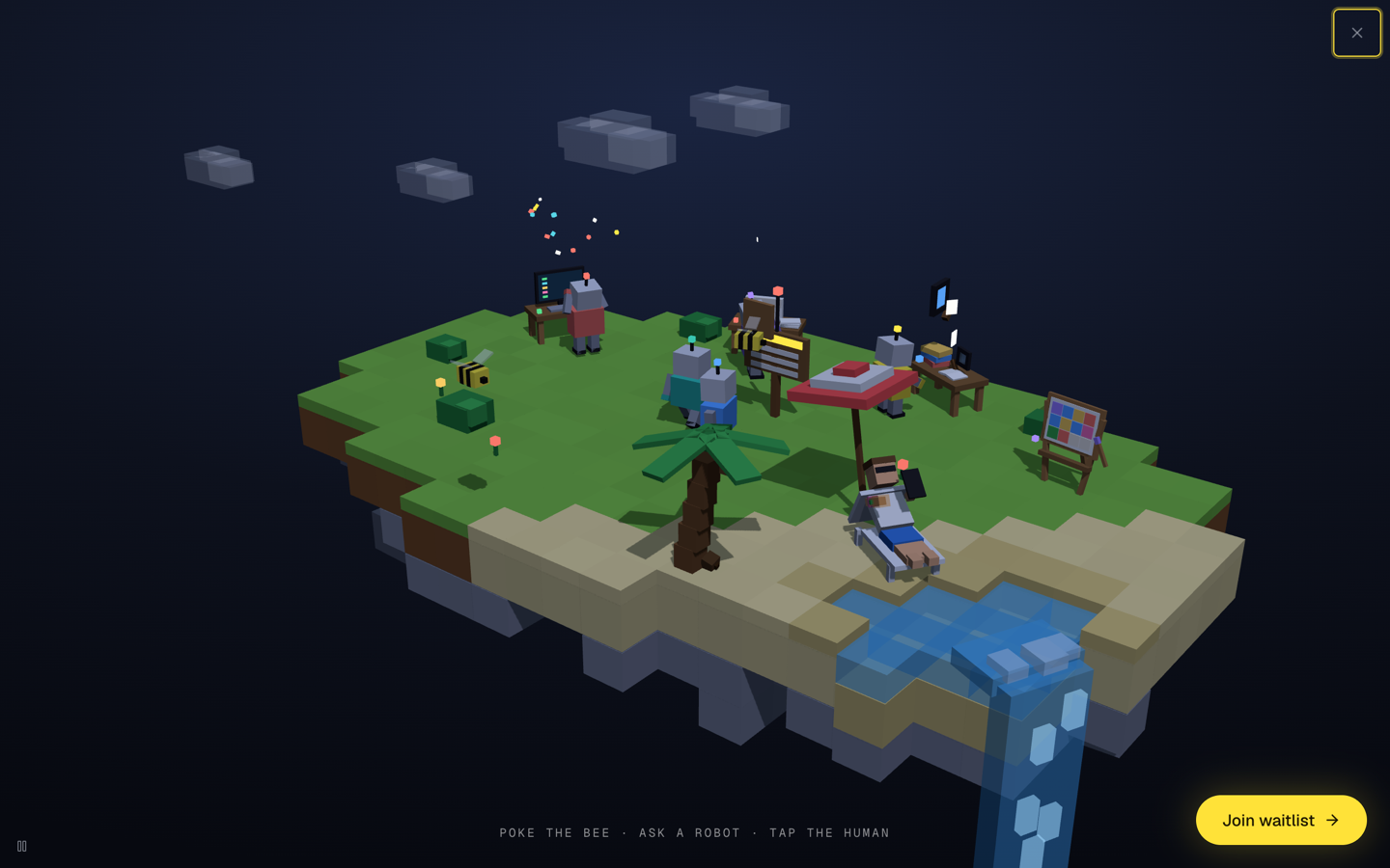The landing island expanded to fullscreen play mode